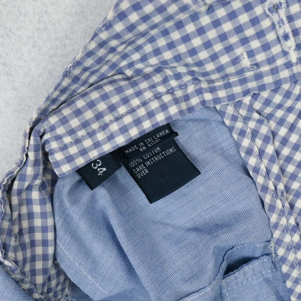 VTG Polo Ralph Lauren Shorts Mens 34 White Blue Gingham Checks Chino Preppy Golf
